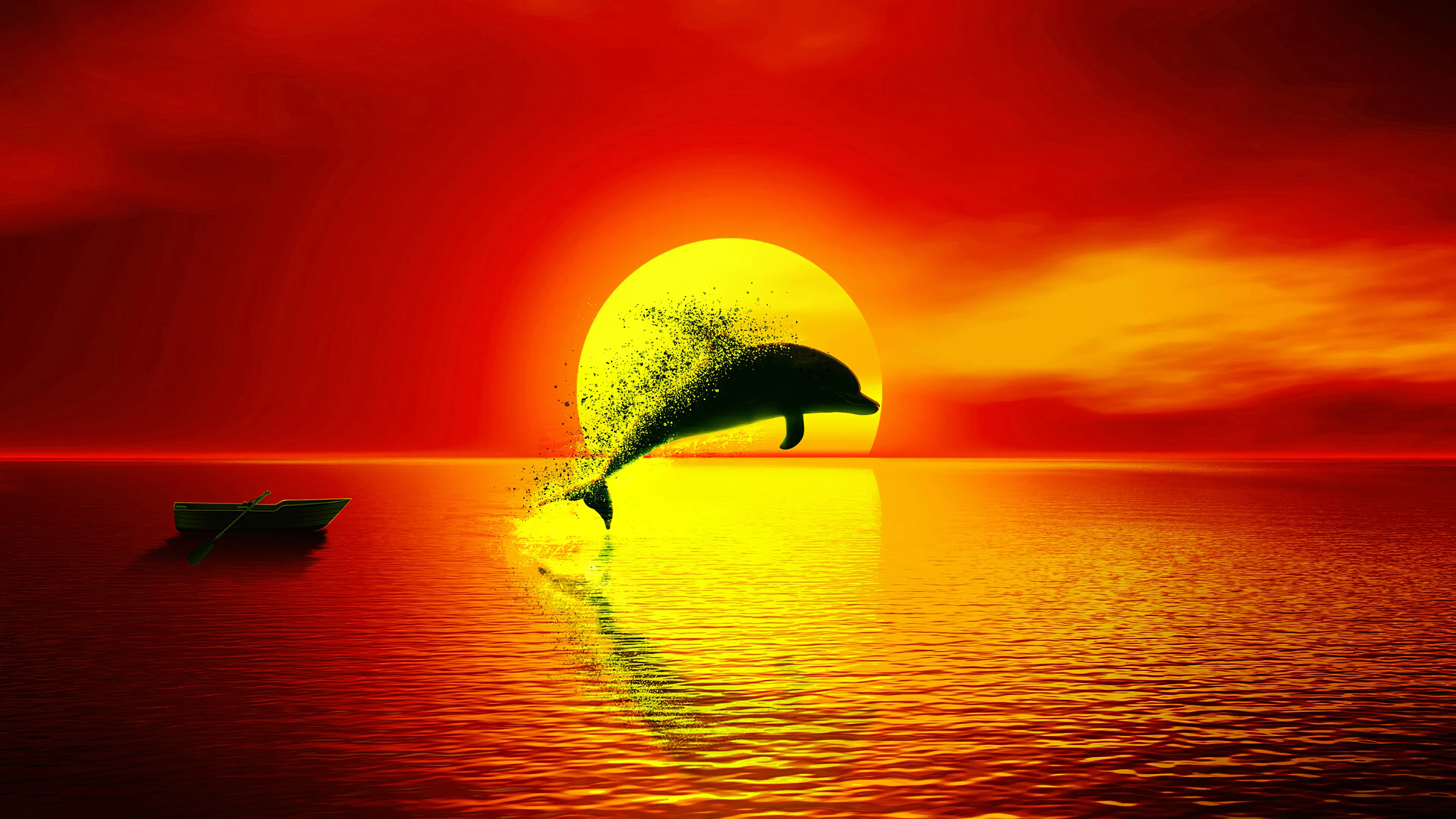 Закат картинка #8551 - Dolphin Dispersion Sunset 4k, HD Artist, 4k обои ...