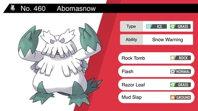 Random Pokemon Bot on Twitter: \"Способность Abomasnow: Предупреждающие движения о снеге: Rock Tomb, Flash, Razor Leaf, Mud Slap #pokemon #Abomasnow https://t.co/KfjLuaDdx2\" / Twitter картинки