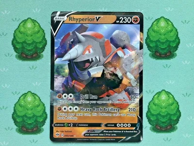 Pokemon - Rhyperior V - 095/189 - SWSH Darkness Ablaze - Half Art | eBay картинки