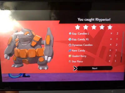 Джозеф Сантора в Твиттере: «Наконец-то я получил Rhyperior из Max Raid Battle в своей игре Pokemon Sword. Я получил все эволюции только для торговли в Wild Area. Я попробую картинки