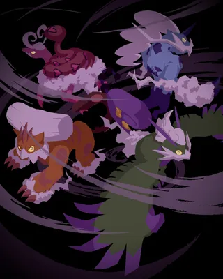 thundurus, landorus, tornadus, thundurus, landorus и еще 3 покемона, нарисованные kasai_(pixiv24704749) | Данбуру картинки