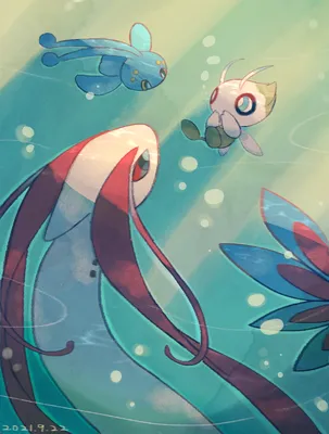 milotic, celebi и manaphy (покемоны), нарисованные leels | Данбуру картинки