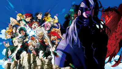 Mein HELD ACADEMIA: Heroes Rising (также известная как MY HERO ACADEMIA BOKU NO HIRO ACADEMY THE MOVIE HEROES: Rising HIROZU: RAIJINGU), плакат на японском языке, ссылки: Кацуки Бакуго (создатель: Клиффорд Чапин), Изуку Мидория (создатель: Джастин Брайнер), картинки