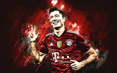 Скачать обои Robert Lewandowski, Bayern Munich FC, польский футболист, нападающий, Bundesliga, red stone background, football, Germany для монитора с разрешением 2880x1800. Высококачественные обои HD картинки картинки