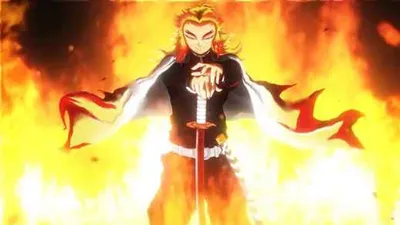 Kyojuro Rengoku The Current Flame Hashira - Убийца Демонов - Живые Обои для Рабочего Стола картинки