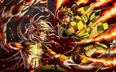 Скачать обои Kibutsuji Muzan vs Kamado Tanjirou, Warriors, Demon Hunter, Art, битва, Kimetsu no Yaiba, Kibutsuji Muzan, Kamado Tanjirou, Demon Slayer, manga для монитора с разрешением 1920x1200. картинки