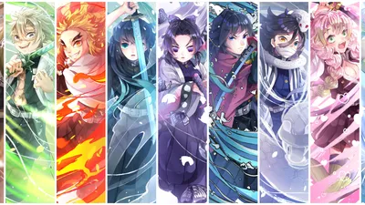 Убийца демонов Kimetsu no Yaiba Giyuu Tomioka Mitsuri Kanroji Muichiro Tokito Obanai Iguro Sanemi Shinazugawa Shinobu Kochou Tengen Uzui 4K HD Anime Wallpapers HD Wallpapers ID #40562 картинки