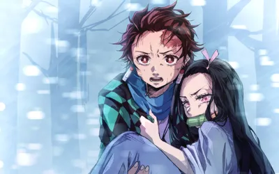 Обои дерево, весна, Nezuko Kamado, Клинок рассекающий демонов, Tanjirou Kamado, Demon Slayer Kimetsu No Yaiba картинки на рабочий стол, раздел сёнэн - скачать картинки