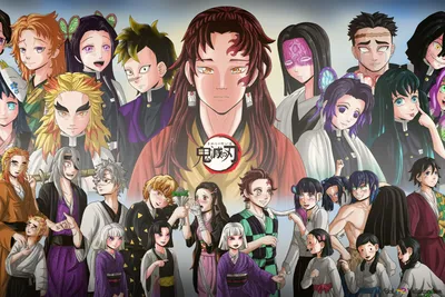 Убийца демонов: персонажи kimetsu no yaiba 6K скачать обои картинки