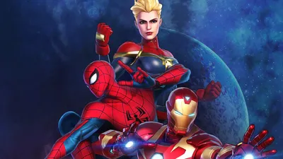 Marvel Ultimate Alliance 3 Капитан Марвел Человек-Паук Железный Человек UHD 4K Обои | Пикселз картинки