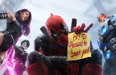 Скачать обои надпись, персонажи, marvel, Deadpool, Marvel Comics, Psylocke, Cable, раздел фэнтези в разрешении 1920x1241 картинки