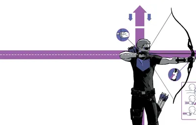 Обои поза, техника, лук, форма, стрелы, Marvel Comics, Hawkeye картинки на рабочий стол, раздел фантастика - скачать картинки