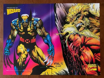 Marvel X-Men Росомаха Саблезубый/Веном Двусторонний постер от Wizard Bart Sears Art | eBay картинки