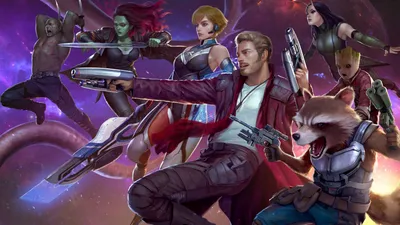 ID обоев: 92869 / marvel future fight, Игры, HD, 4k, стражи галактики, Звездный лорд, Гамора, Дракс разрушитель, Ракетный енот, Грут скачать бесплатно картинки