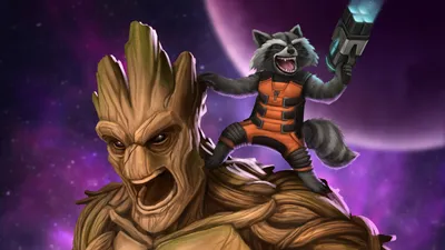 Marvel Wallpaper Cinematic Universe, Чиби, Минимализм, Rocket Raccoon - Wallpaperforu картинки