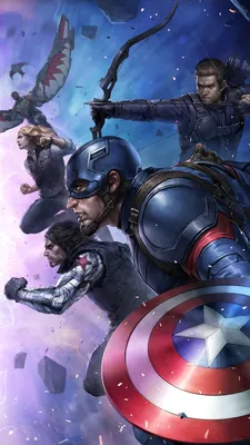 Скачать бесплатно обои ID: 455058 / Video Game Marvel: Future Fight Phone Wallpaper, Winter Soldier, Captain America, Falcon (Marvel Comics), Hawkeye, 720x1280 скачать бесплатно картинки