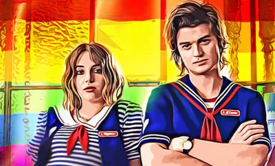 Stranger Things Робин Бакли Коричневый волнистый синтетический парик на шнуровке - Wig Is Fashion картинки