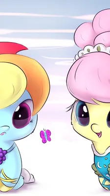 ID: 416365 / ТВ-шоу My Little Pony: Friendship is Magic Обои для телефона, Флаттершай (Мой маленький пони), Радуга Дэш, 1080x1920 скачать бесплатно картинки