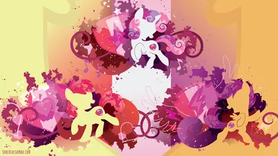 1321907 My Little Pony: Friendship Is Magic 4K, Свити Белль, Эппл Блум, Скуталу (Мой маленький пони), Минималист - редкая галерея HD обоев картинки