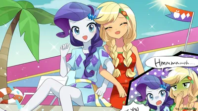 My Little Pony: Девочки из Эквестрии - Эпплджек, Рарити 2K обои скачать картинки