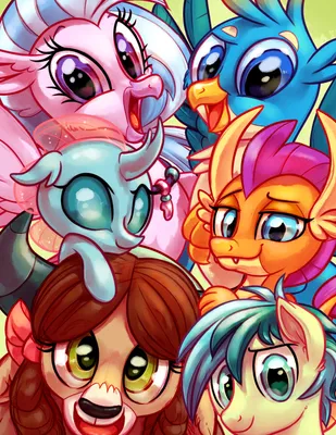 129418 - сейф, художник:whitediamonds, gallus (mlp), ocellus (mlp), sandbar (mlp), silverstream (mlp), smolder (mlp), yona (mlp), членистоногое, птица, подменыш, подменыш, дракон, земной пони , лошадь, кошачий, вымышленный вид, грифон, гиппогриф, млекопитающее ... картинки