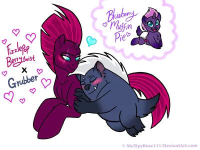 1590943 - сейф, художник: melspyrose, fizzlepop berrytwist, grubber, tempest shadow, oc, oc: blueberry muffin pie, гибрид, мой маленький пони: фильм, краснея, сломанный рог, обниматься, женщина, grubbest, сердце, мужчина, потомство, родитель:груббер, родитель:буря... картинки