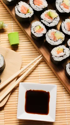 Обои ID: 413731 / Food Sushi Phone Wallpaper, Морепродукты, Японский, Рис, Рыба, 1080x1920 скачать бесплатно картинки