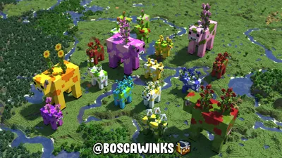 Moobloom & u0026 Flower Cow Mob Statues Карта Minecraft картинки