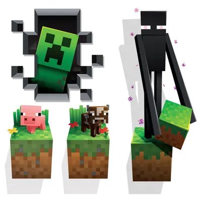 Купить JINX Minecraft Wall Cling Decal Set (Creeper, Enderman, Pig, Cow) онлайн на сайте desertcartJamaica картинки