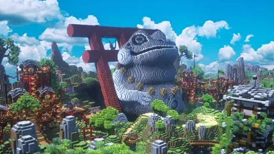 Скачать красивые обои Minecraft Giant Frog Statue картинки