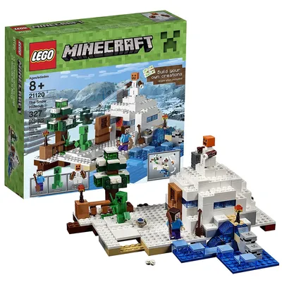 Lego Year 2016 Minecraft Series Set #21120 — СНЕЖНОЕ УБЕЖИЩЕ с минифигуркой Крипера, Снежного голема и Стива (327 деталей) — Walmart.com картинки