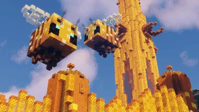 Krisna's MC Wallpaper: \"Восход солнца в деревне Minecraft\" картинки