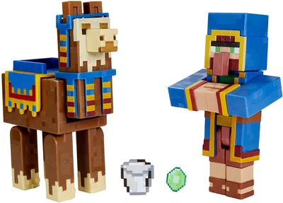 Mattel Minecraft Craft-A-Block Wandering Trader & Набор фигурок ламы, 2 предмета - Walmart.com картинки