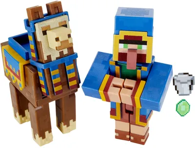 Mattel Minecraft Craft-A-Block Wandering Trader & Набор фигурок ламы, 2 предмета - Walmart.com картинки