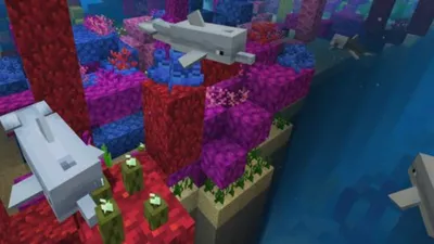 В водном обновлении Minecraft появились дружелюбные дельфины и привлекательные рифы | Рок-бумажный дробовик картинки