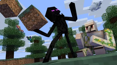 Скачать лучшие обои Minecraft Enderman и Iron Golem картинки