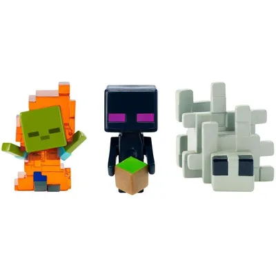 Minecraft Build-A-Mini 3-Pack Zombie In Flames, Enderman, Silverfish — Walmart.com картинки