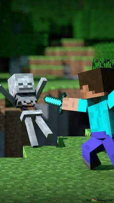 зомби, Creeper, Steve, Skeletons, Minecraft, Cinema, 4d, Swords, Tapeta Wallpapers HD / Обои для рабочего стола и мобильного телефона картинки