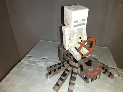 Minecraft Spider Jockey Set Skeleton 3\" Saddle Bow Stop Motion Toy Play | eBay картинки