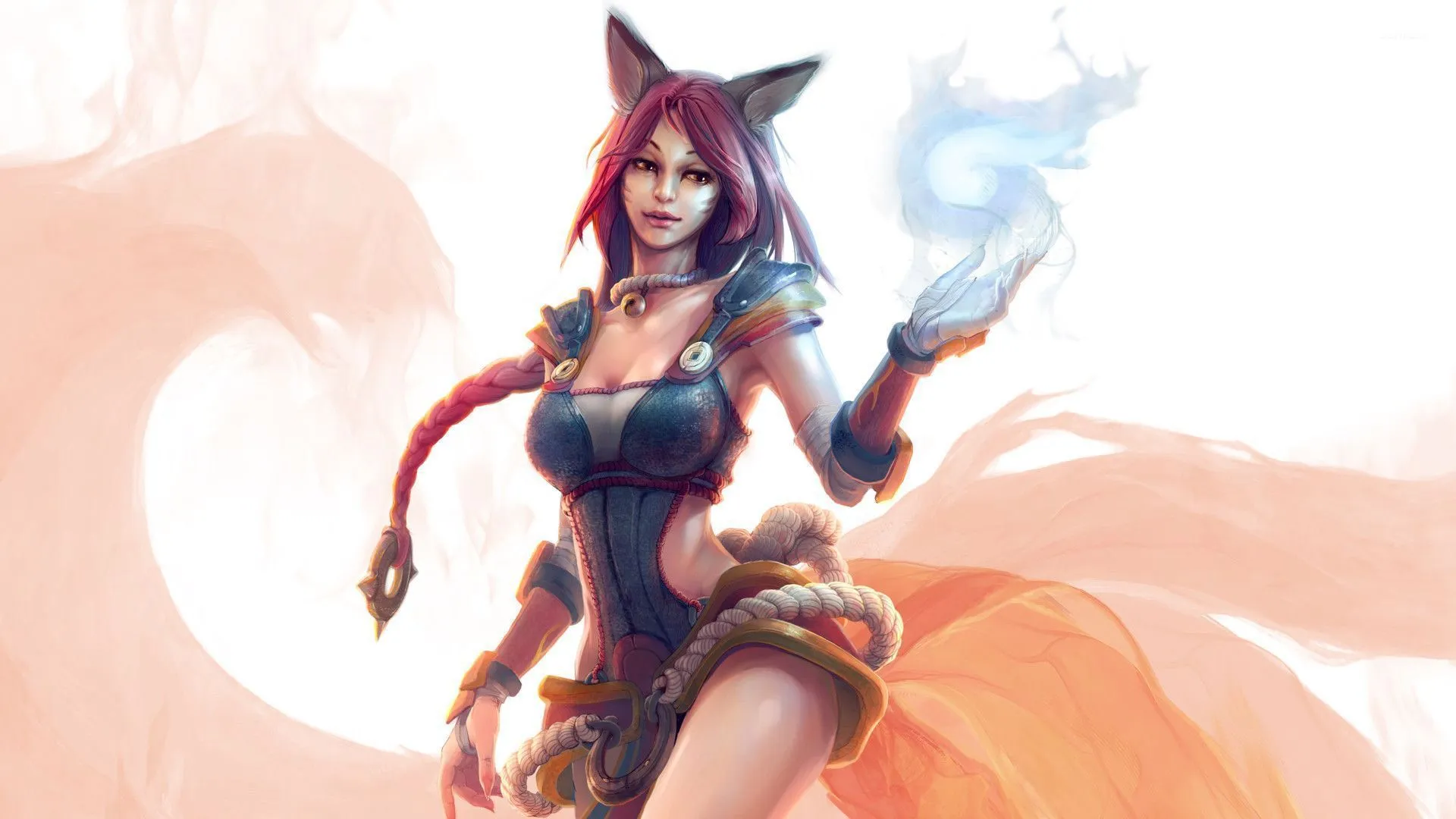 Лига легенд персонажи. Лиса из League of Legends. Foxfire Ahri League of Legends обои. Катарина ЛОЛ арт 18. Женские персонажи ЛОЛ.