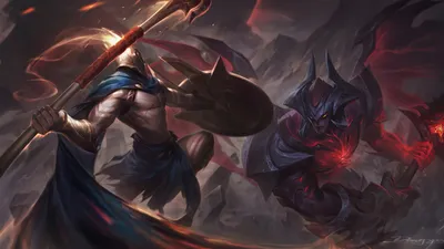 344069 Pantheon, Aatrox, League of Legends, LoL, Video Game 4k - Rare Gallery HD Wallpapers картинки