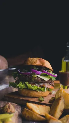 Обои ID: 392272 / Food Burger Phone Wallpaper, Натюрморт, Картофель фри, 1080x1920 скачать бесплатно картинки