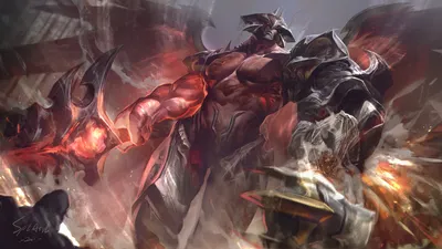 aatrox и galio (лига легенд), нарисованные wutu_(1183238220) | Данбуру картинки