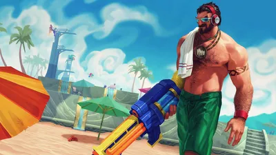 Обои 4k Pool Party Graves LoL Splash Art League of Legends lol Обои картинки