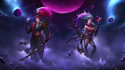 Bloodmoon «Ясуо с Дианой» - League of Legends (LOL) 4K скачать обои картинки