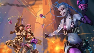 Аниме обои лига легенд jinx (лига легенд) caitlyn (league of legends) vi (лига легенд) darren geers длинные волосы 2600x1463 346761 ru картинки