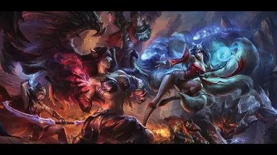 Обои League of Legends, Ари, Моргана, Эш, Мальфит, Могила, Дориан HD / Обои для рабочего стола и мобильного телефона картинки