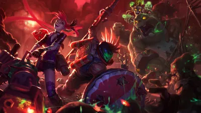 Обои 4k Zombie Nunu New Splash Art Rework Update Zombie Slayer Jinx Slayer Pantheon LoL League of Legends lol Обои картинки