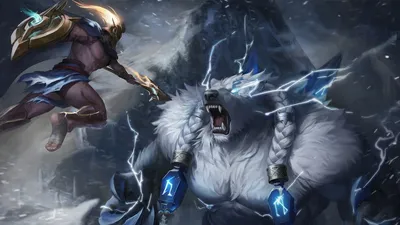 LOL Volibear vs. Pantheon LoL PC Desktop 4K Wallpaper \ u0026 Artwork картинки