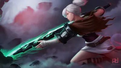 Riven (League of Legends), League of Legends, Artwork, Fan art, Девушки с мечами Обои HD / Обои для рабочего стола и мобильного телефона картинки